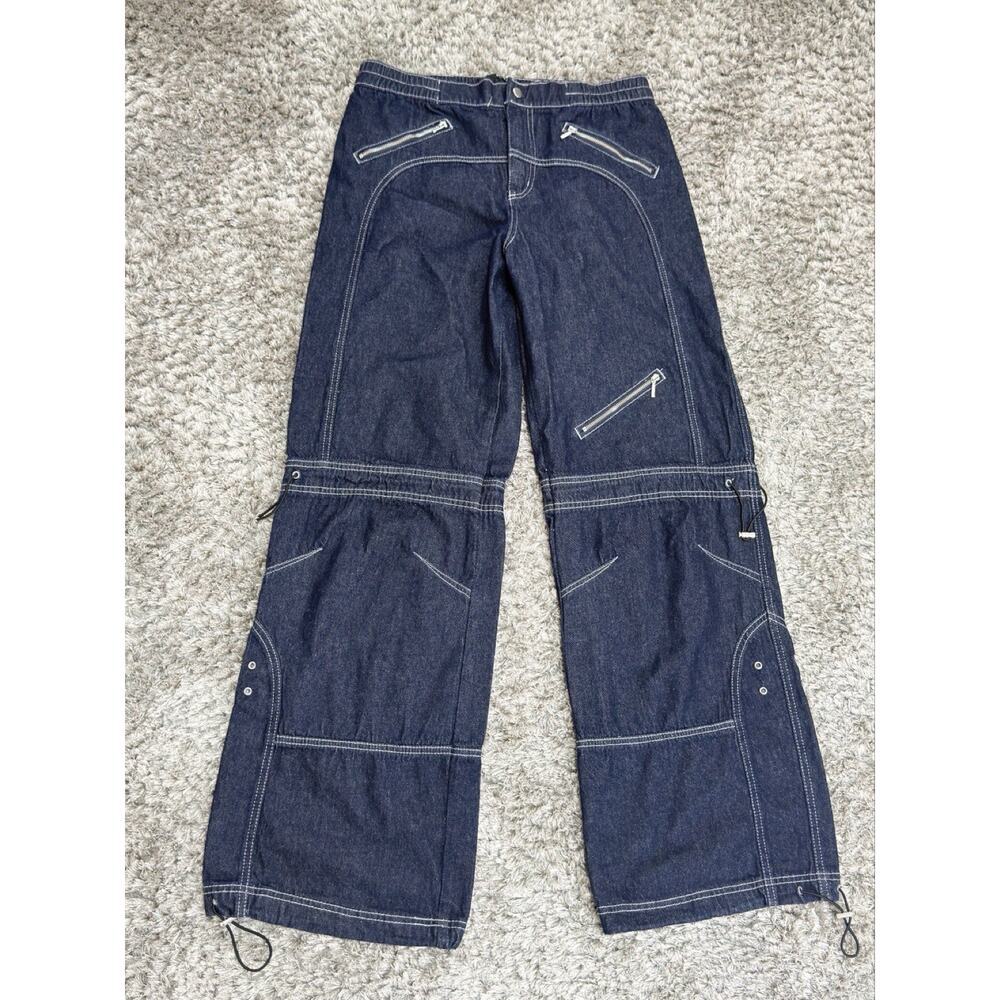 Silence + Noise Jeans Womens 28 Blue Wide Leg Utility Zip Pocket Denim 30x32